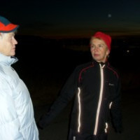 Margrét að spjalla