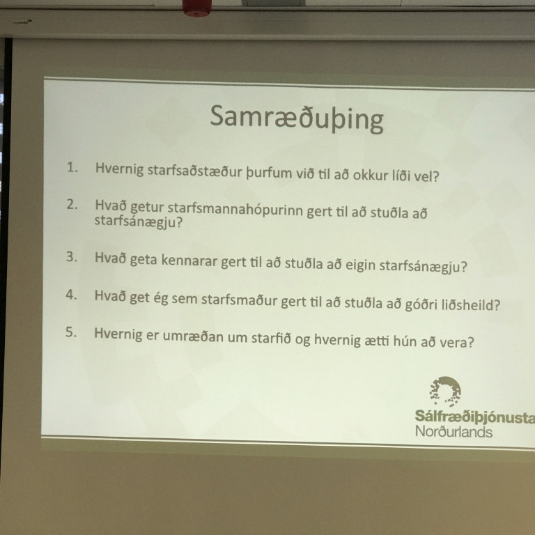 Þessar  spurningar voru notaðar í hópaumræðum